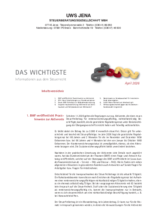 Informationsbrief April 2026 Informationsbrief April 2026