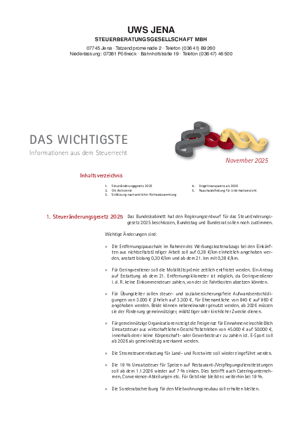 Informationsbrief November 2025