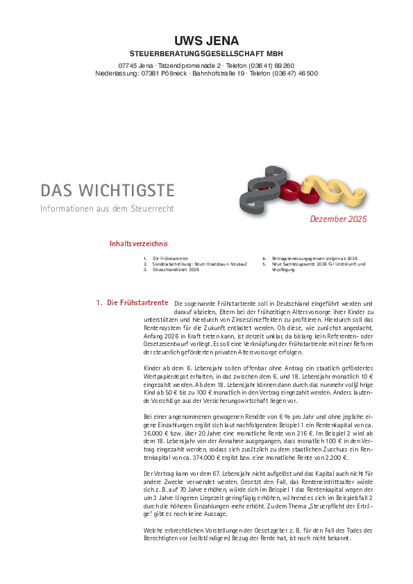 Informationsbrief Dezember 2025