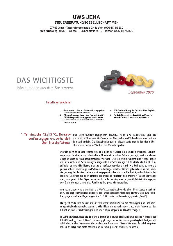Informationsbrief September 2026 Informationsbrief September 2026