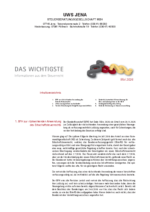 Informationsbrief Mai 2026